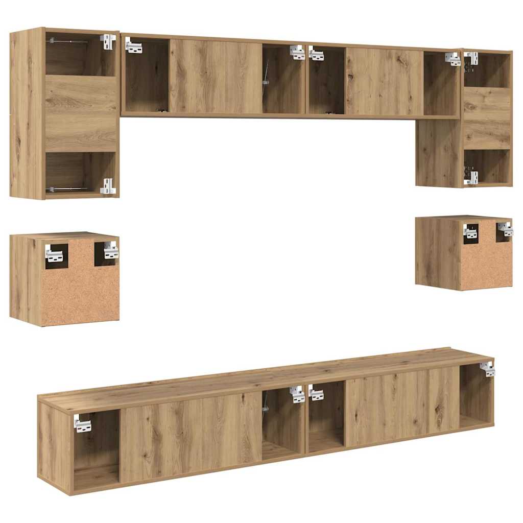 Set mobile TV 8 pcs Rovere artigianale Legno multistrato
