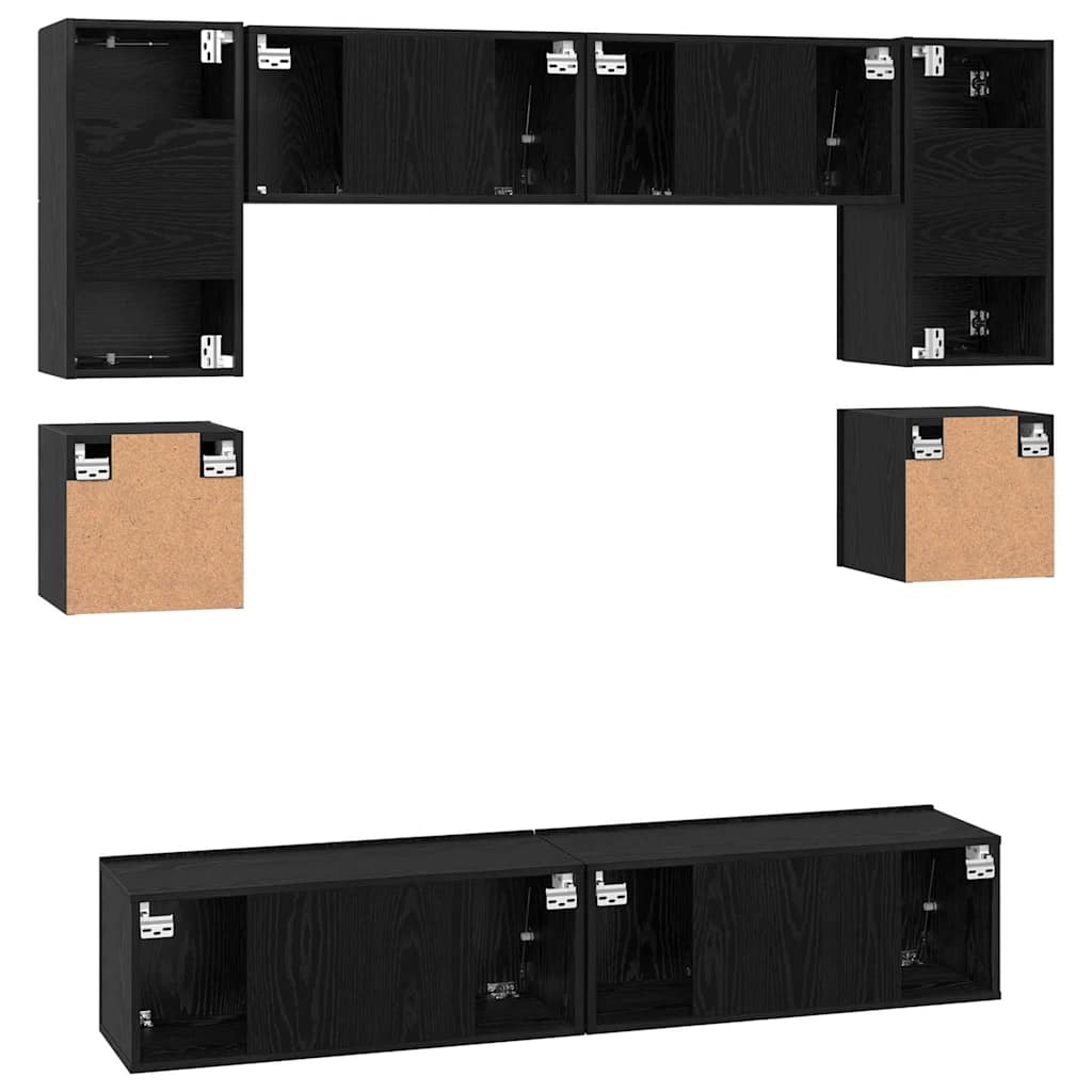 Set mobile TV 8 pcs Rovere Nero Legno multistrato