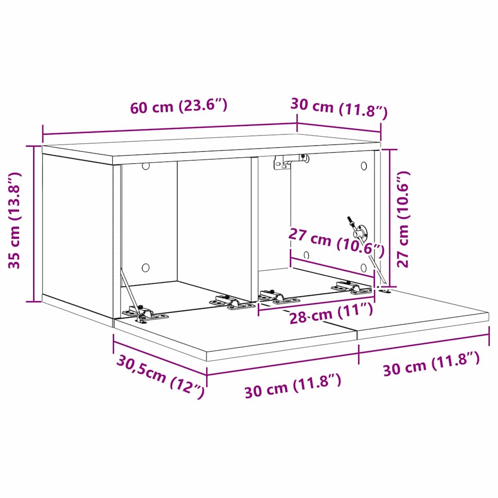 Set mobile TV Montaggio a parete Rovere Nero Legno multistrato