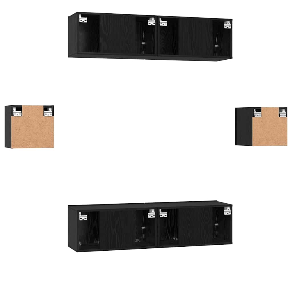 Set mobile TV 6 pcs Rovere Nero Legno multistrato | homemem39