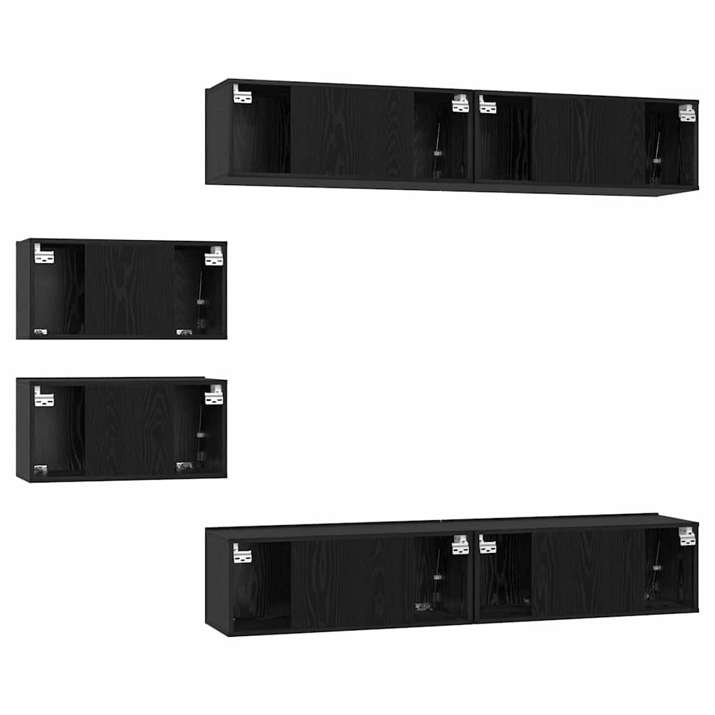 Set mobile TV 6 pcs Rovere Nero Legno multistrato
