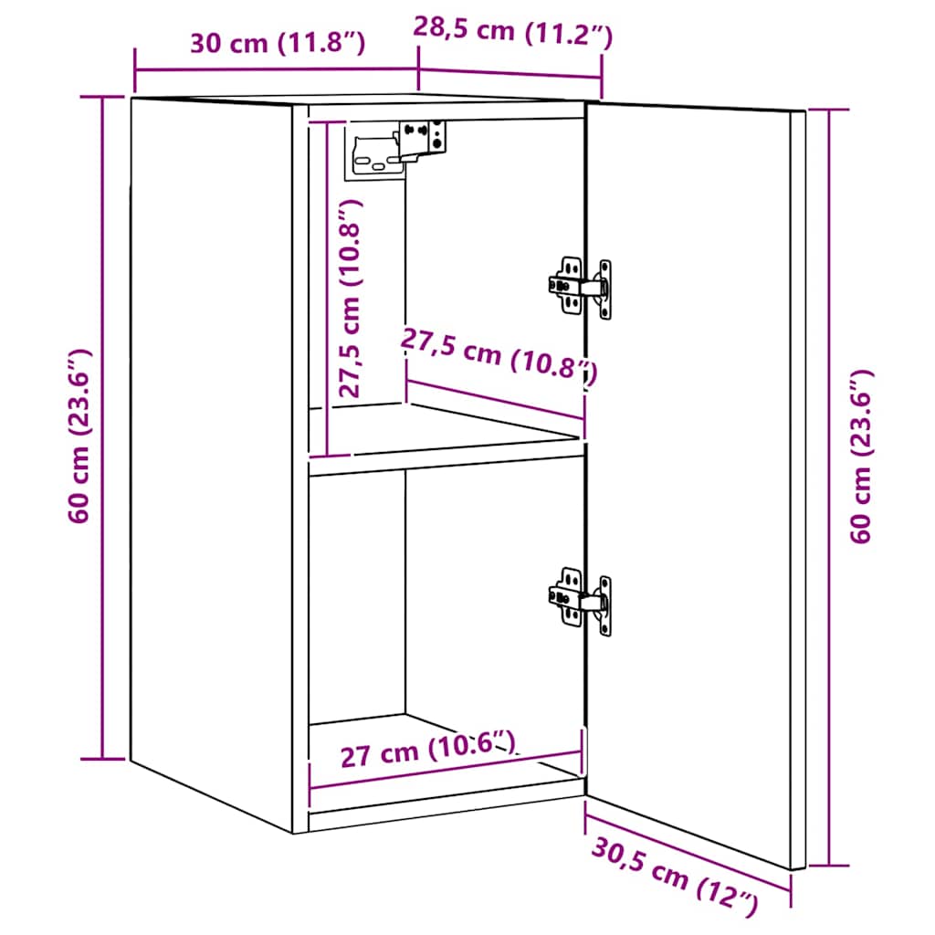 Set mobile TV Montaggio a parete Rovere Nero Legno multistrato