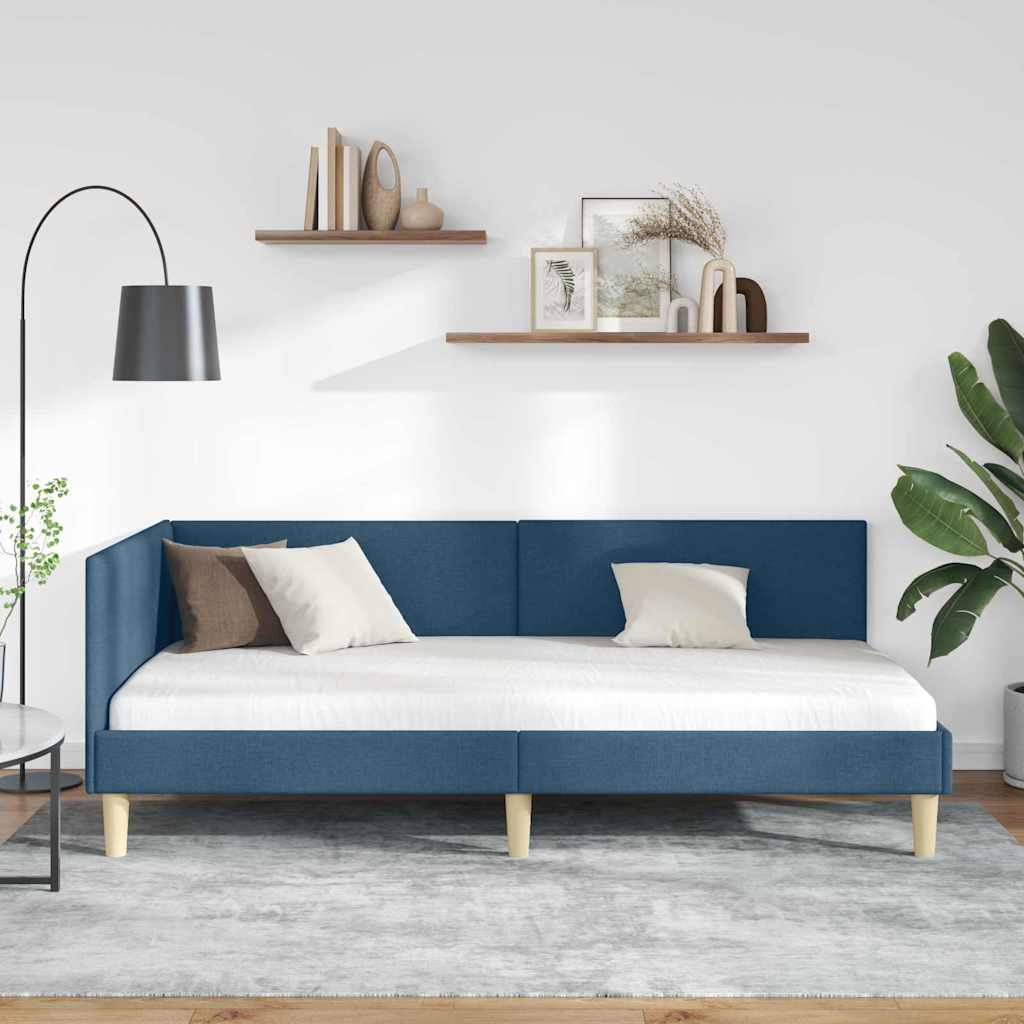Cornice del letto ad angolo con testiera Blu 80 cm x 200 cm | homemem39