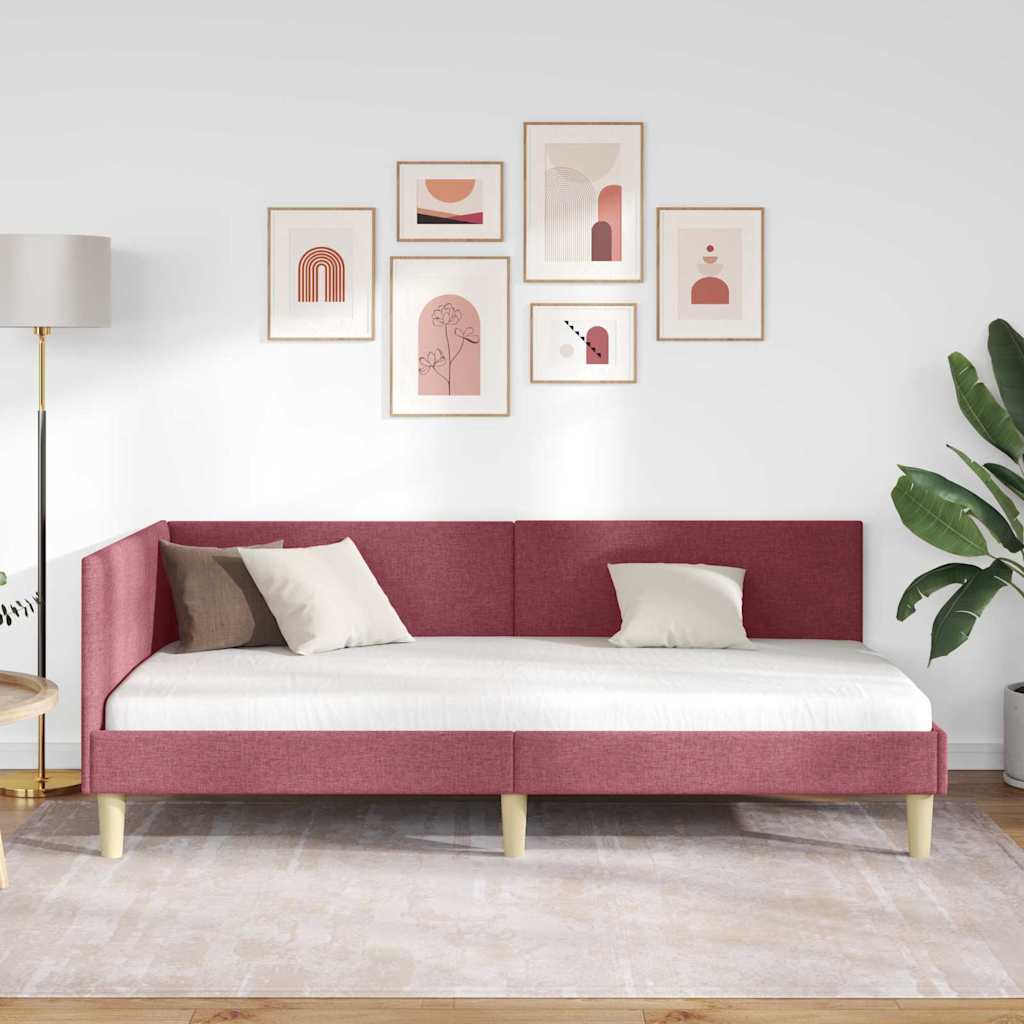 Cornice del letto ad angolo Rosso Vino 90 cm x 190 cm | homemem39