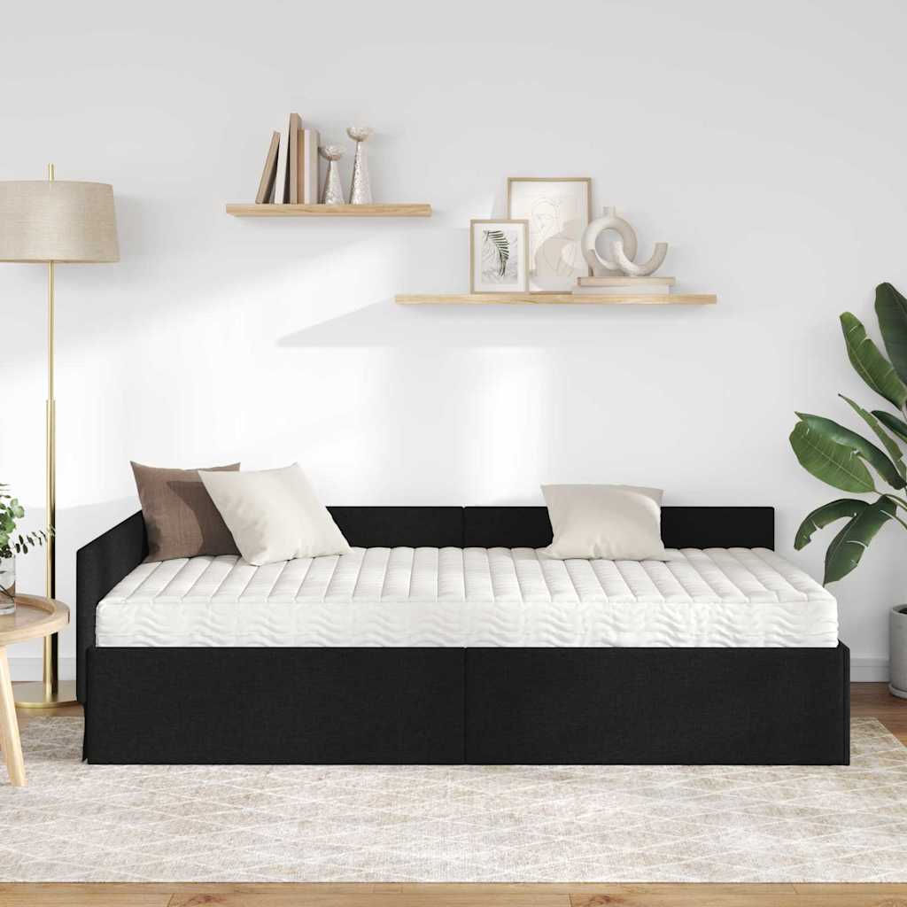 Struttura Letto Angolare con Materasso 2 pz Nero 100 x 200 cm | homemem39