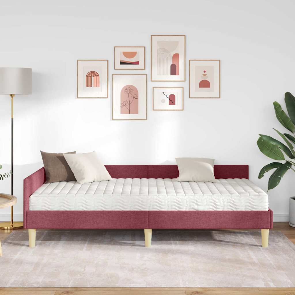 Struttura Letto Angolare con Materasso 2 pcs Grigio Tessuto | homemem39
