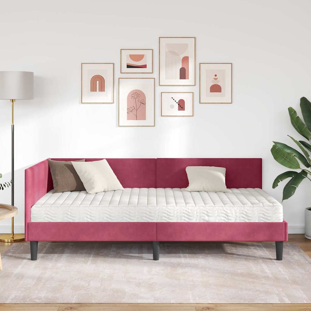 Struttura Letto Angolare con Materasso 2 pcs Verde Velluto | homemem39