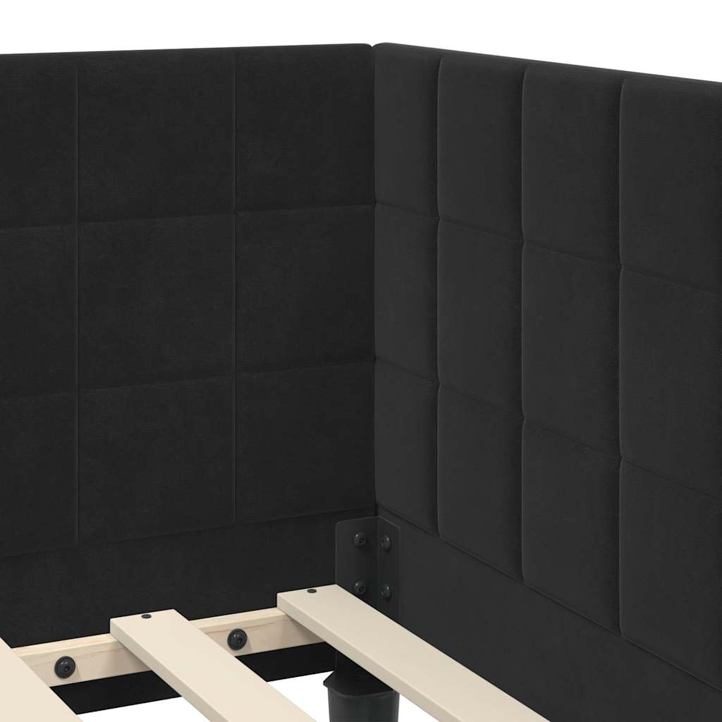 Struttura Letto Angolare con Materasso 2 pcs Nero Velluto