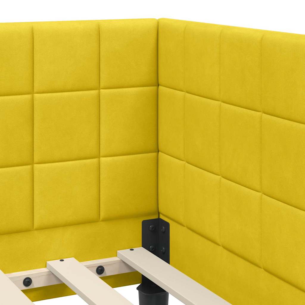 Struttura Letto Angolare con Materasso 2 pcs Giallo Velluto