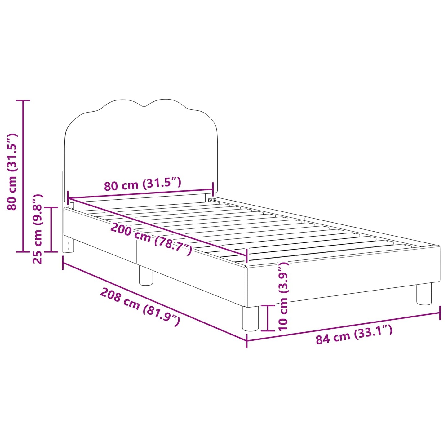 Struttura letto bambini con testata Crema 80 x 200 cm Bouclé | homemem39