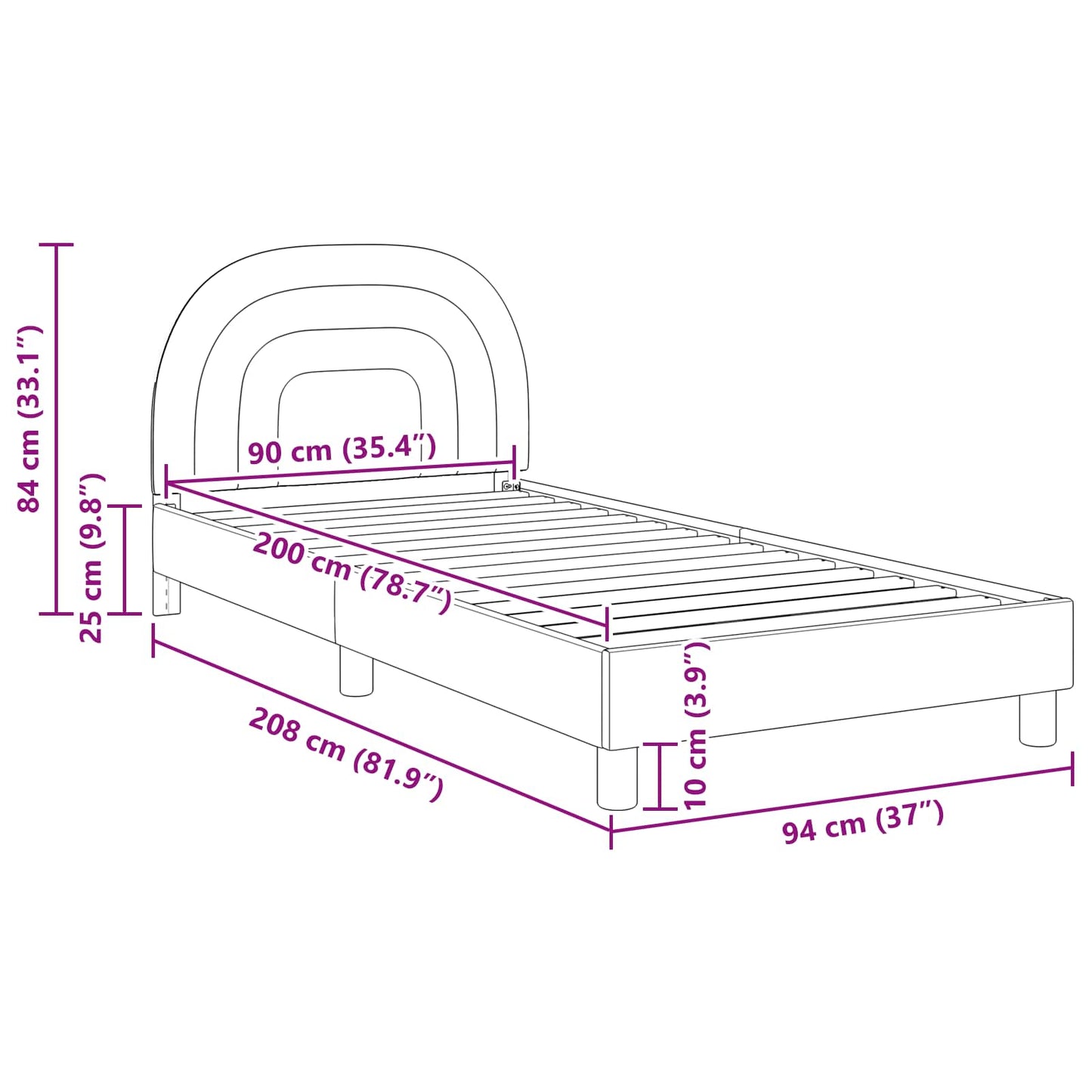 Struttura letto bambini con testata Crema 90 x 200 cm Velluto | homemem39