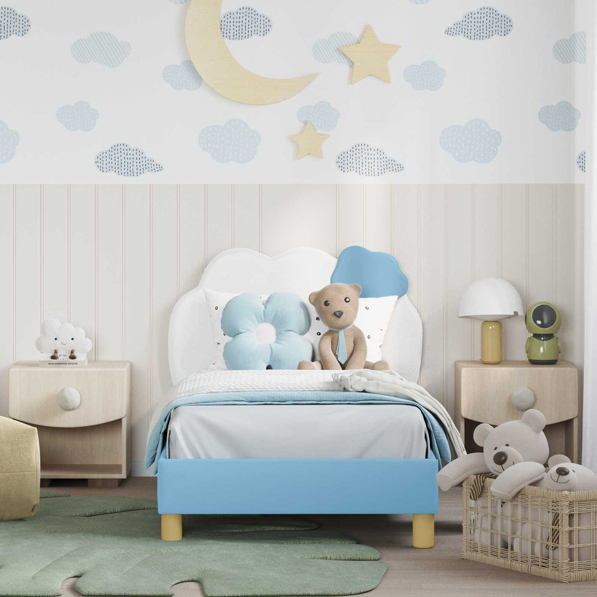 Struttura letto bambini con testata Blu 80 x 160 cm PU | homemem39