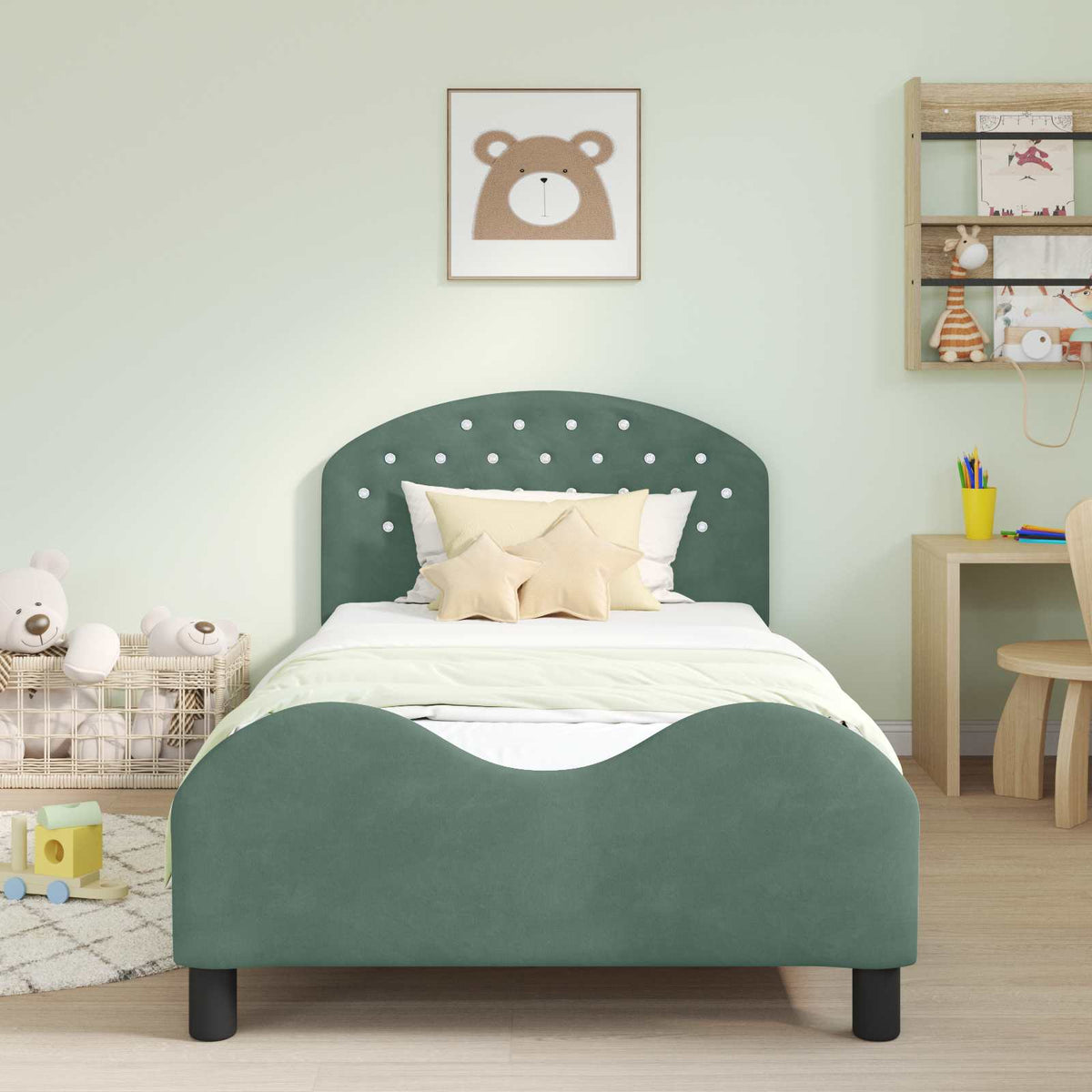 Struttura letto bambini con testata Verde Mare 80 x 200 cm | homemem39