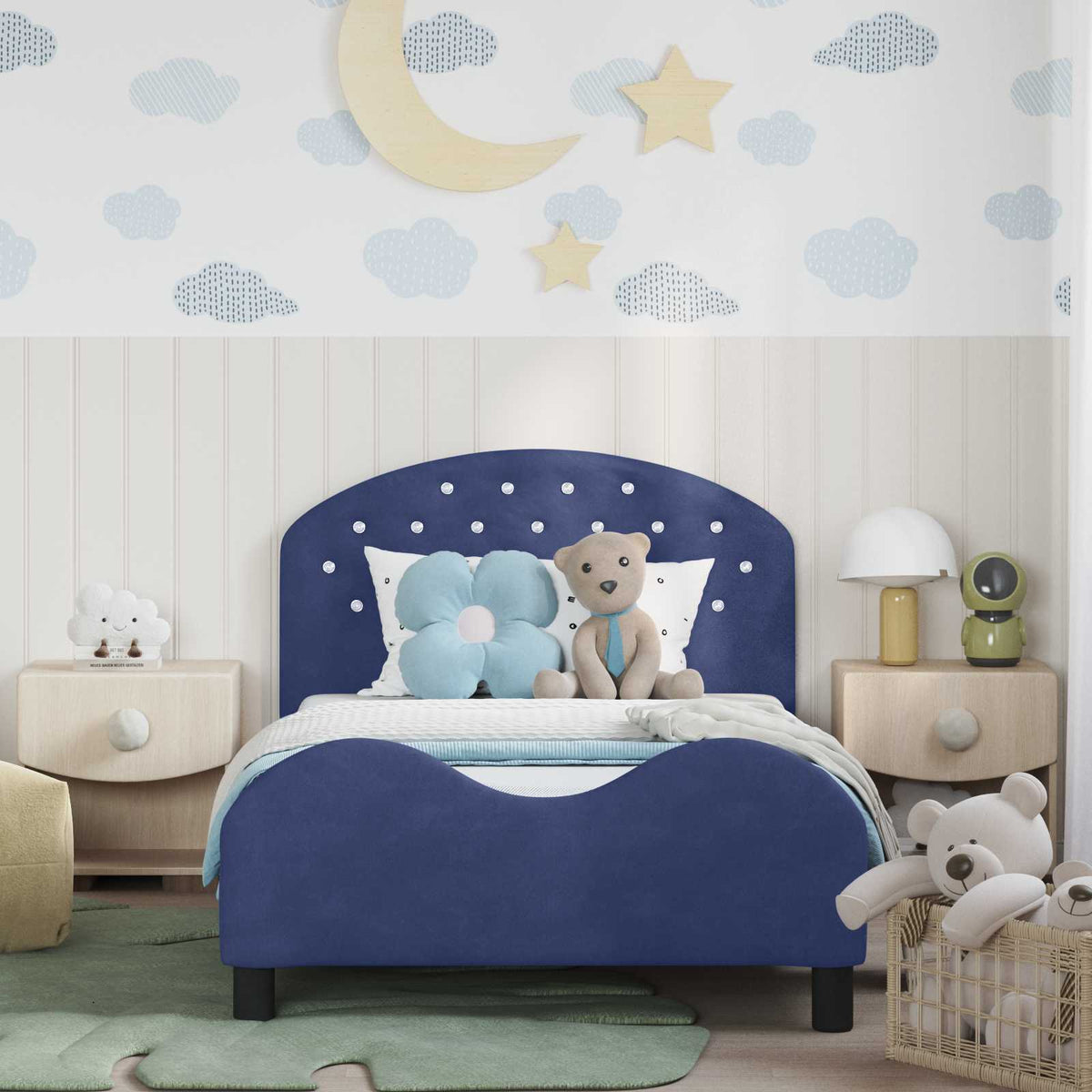 Struttura letto bambini con testata Blu Polizia 80 x 200 cm | homemem39