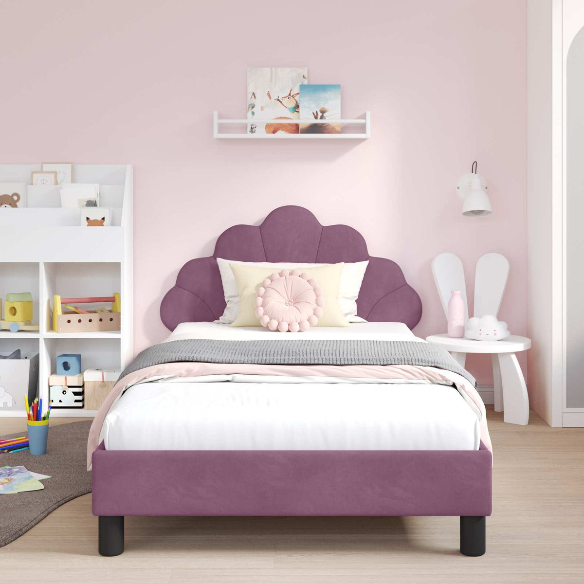 Struttura letto bambini con testata Viola 90 x 200 cm Velluto - homemem39