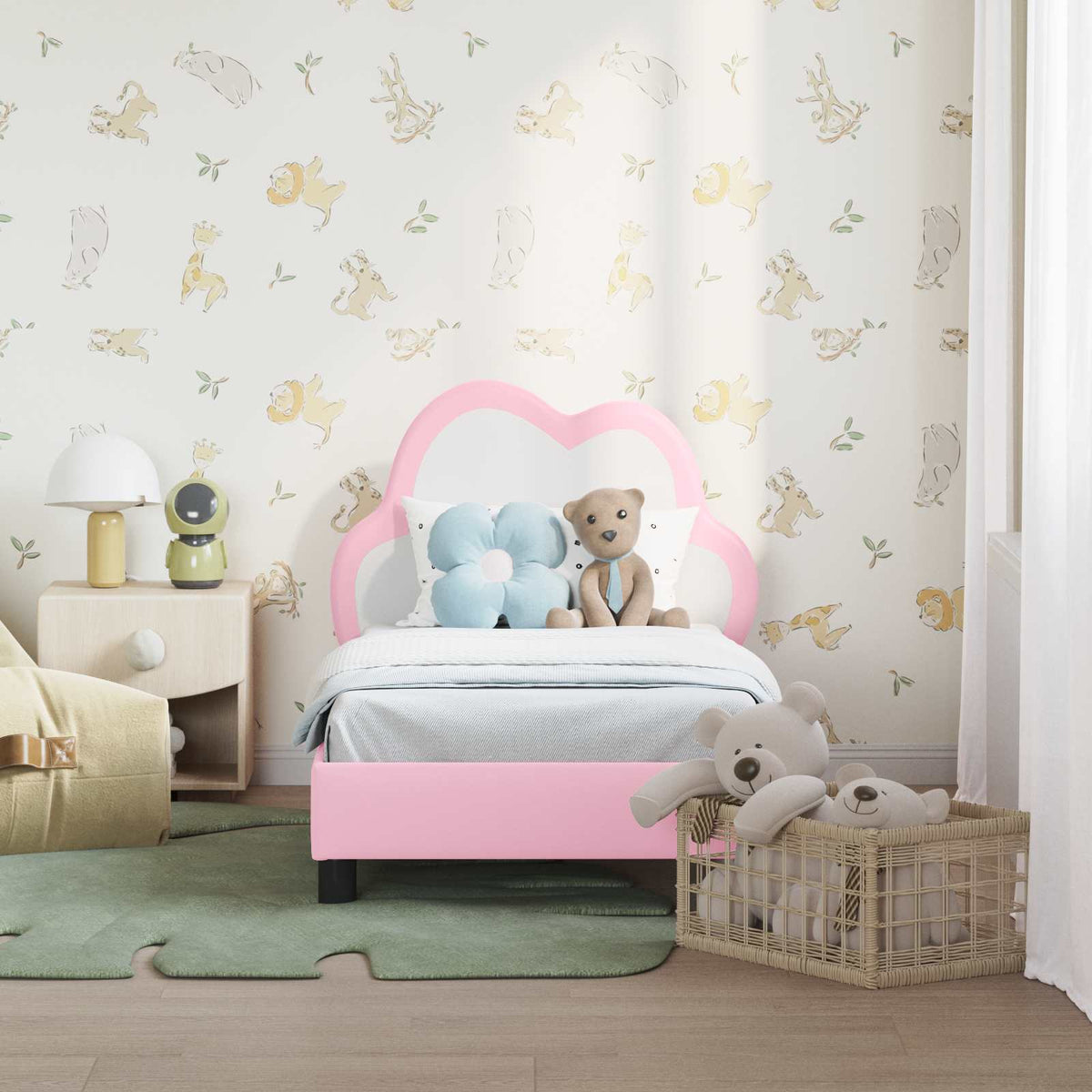 Struttura letto per bambini con testata Rosa 70 x 140 cm PU | homemem39