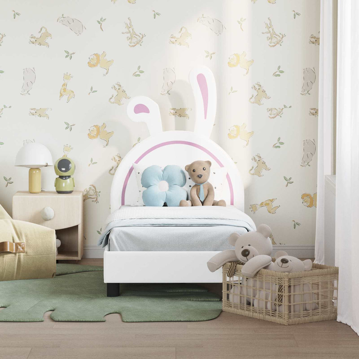 Struttura letto per bambini con testata Bianco 70 x 140 cm PU | homemem39