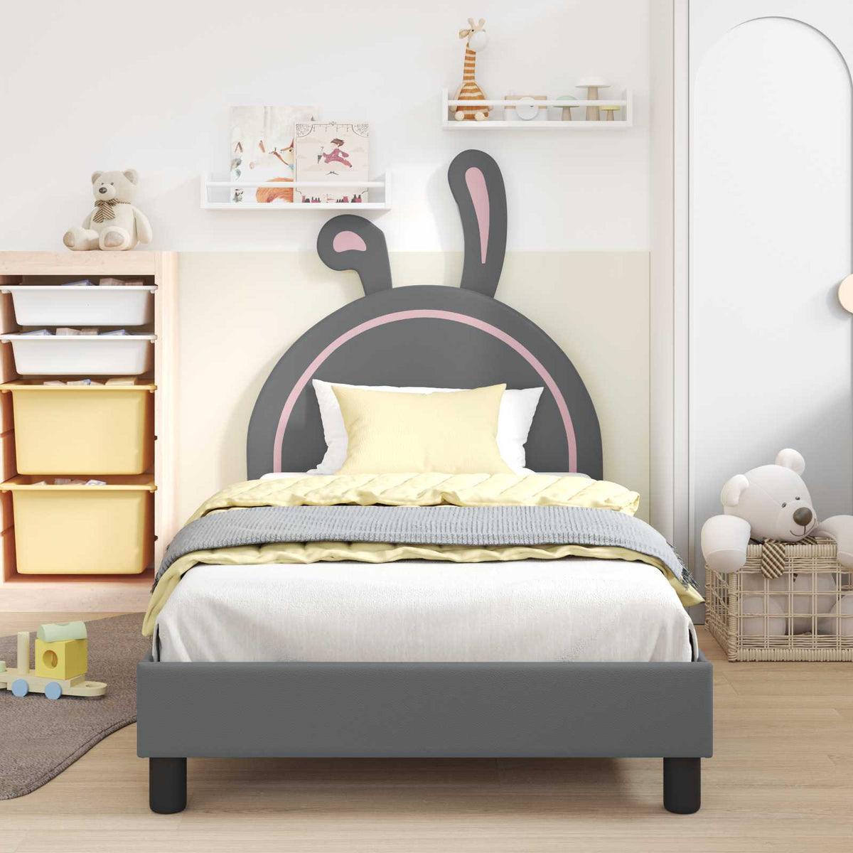 Struttura letto bambini con testata Grigio Chiaro 90 x 190 cm | homemem39