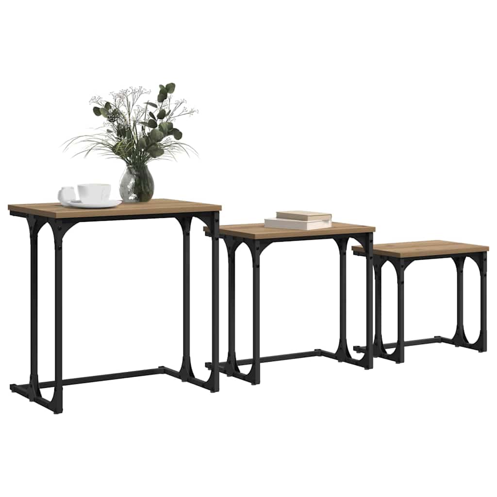 Tavolo da caffè nesting 3 pcs rovere artigianale | homemem39