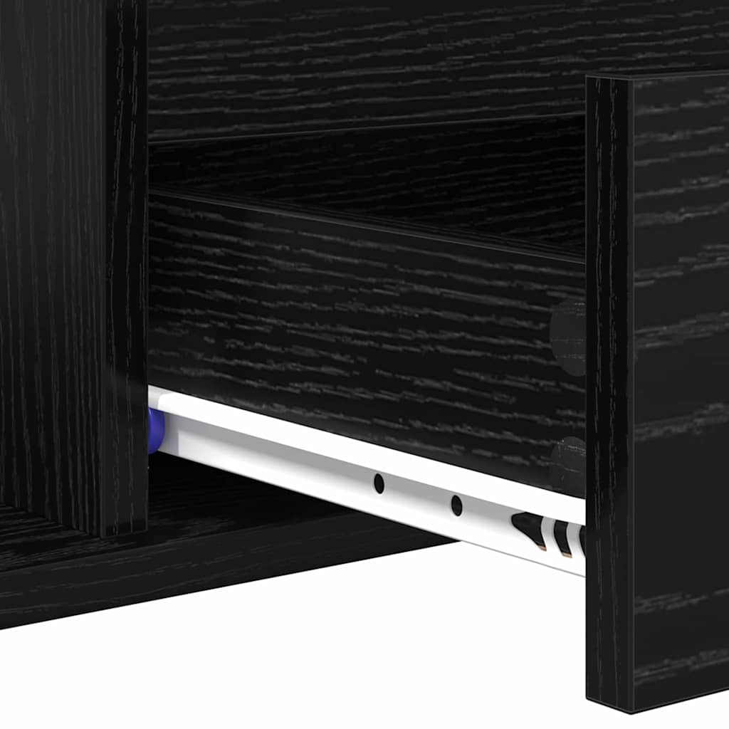 Tavolino da salotto con cassetto Rovere Nero 90 x 49 x 45 cm