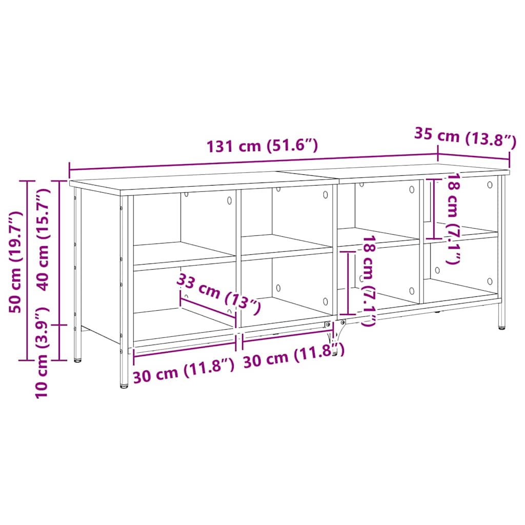 Mobile per scarpe con lo scaffale Rovere Nero 131 x 35 x 50 cm