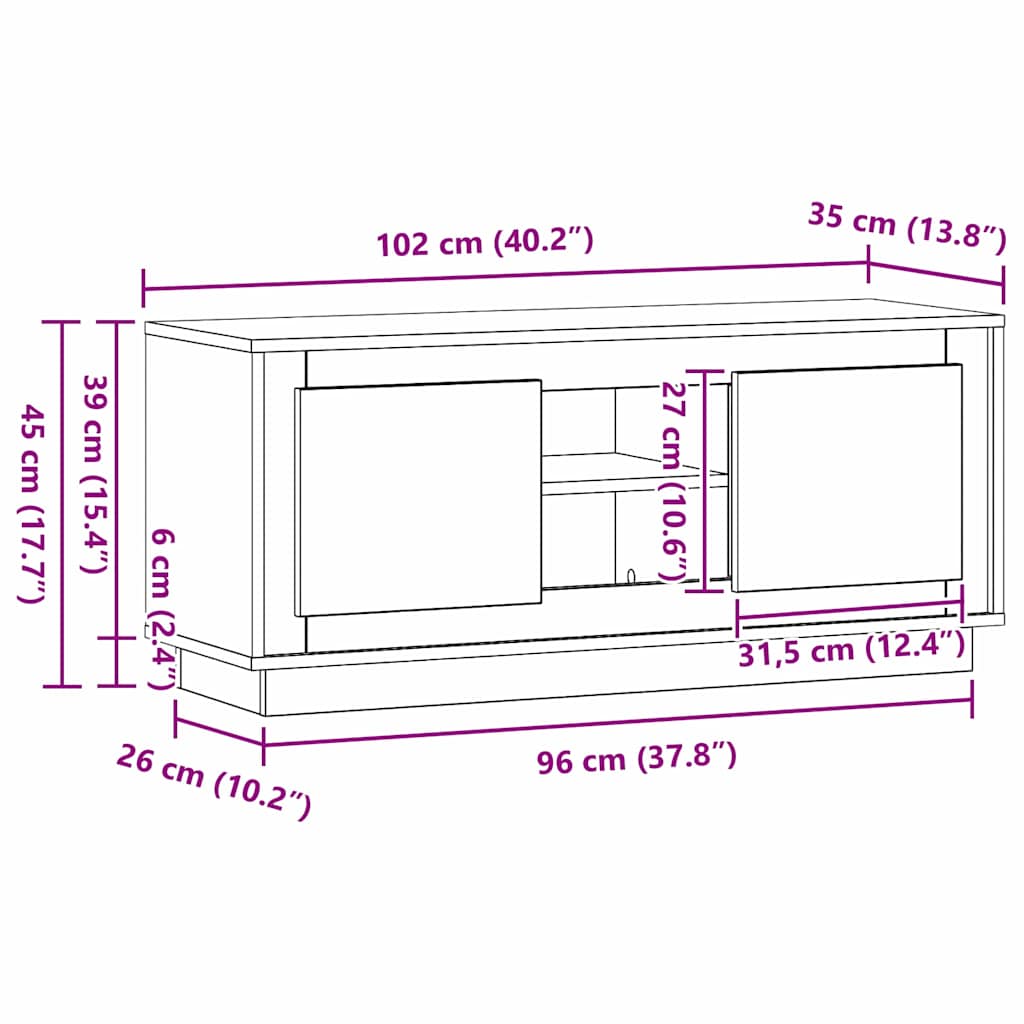 Mobile TV Legno vecchio 102 x 35 x 45 cm Legno multistrato