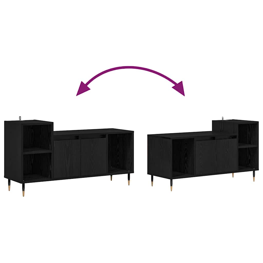 Mobile TV Rovere Nero 100 x 35 x 55 cm Legno multistrato | homemem39