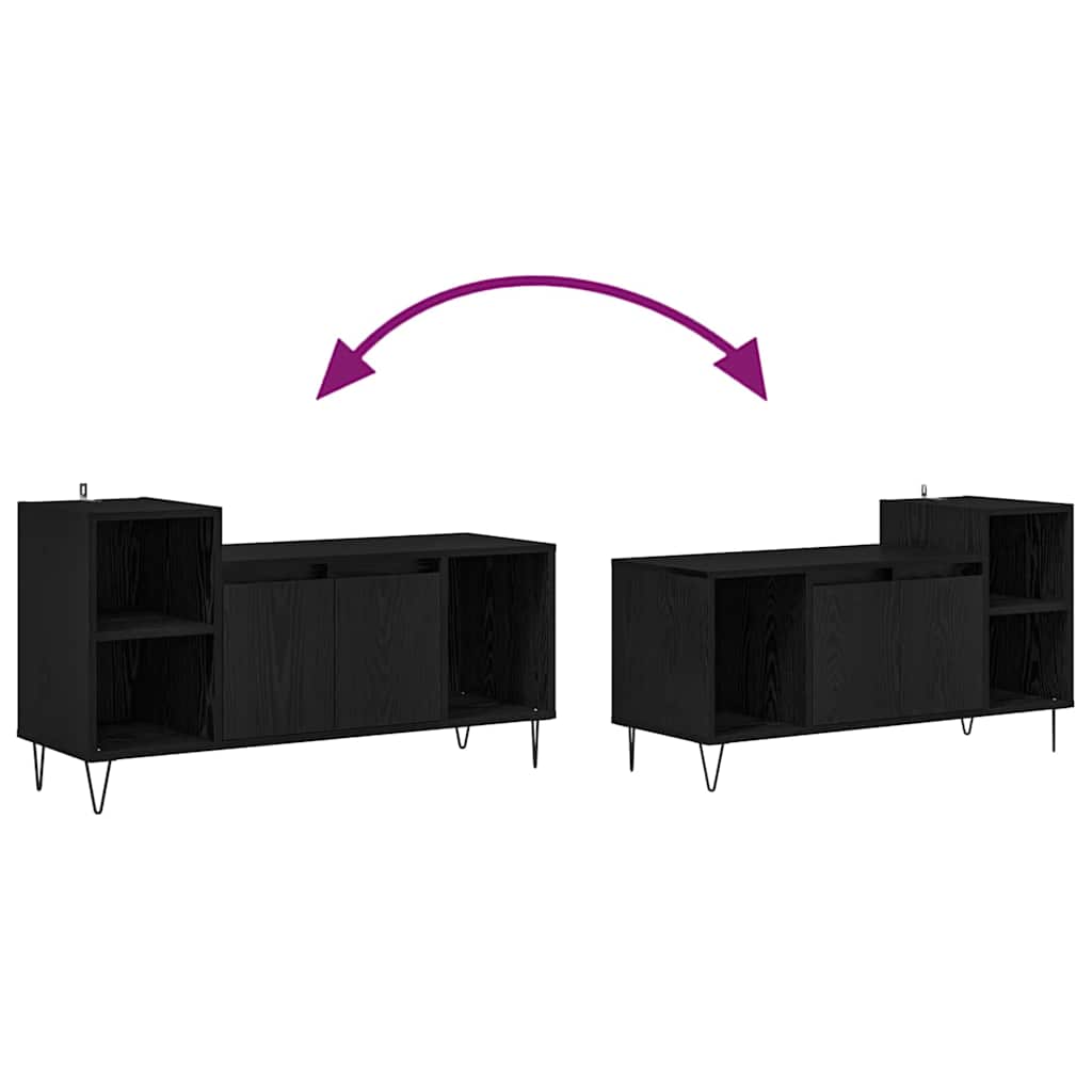 Mobile TV 100 x 35 x 55 cm Rovere Nero Legno ingegnerizzato