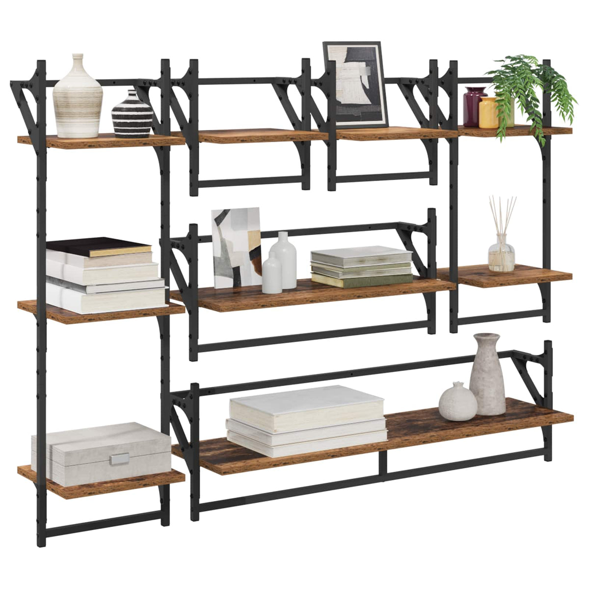 Set mensole da parete 6 pcs Legno vecchio 100 x 25 x 30 cm | homemem39
