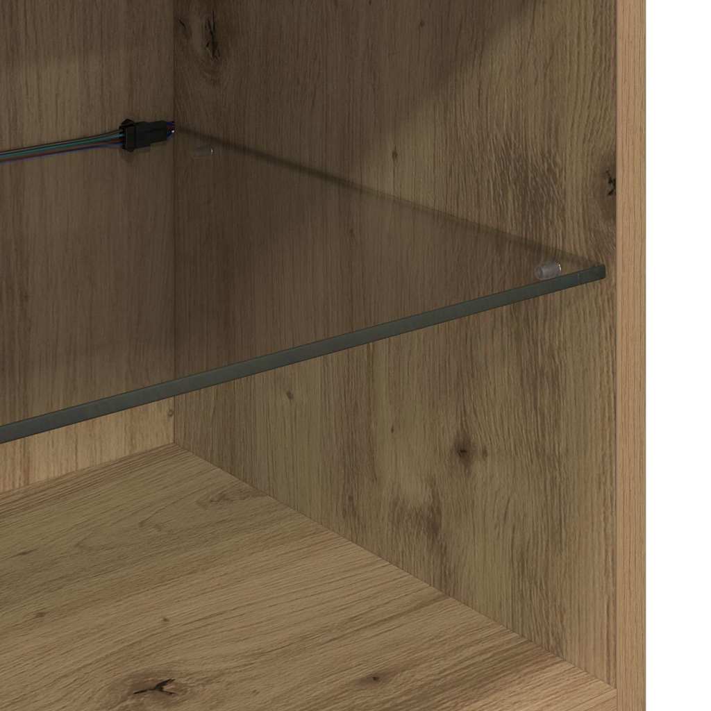 Mobiletti TV a parete con LED 2 pcs Rovere artigianale