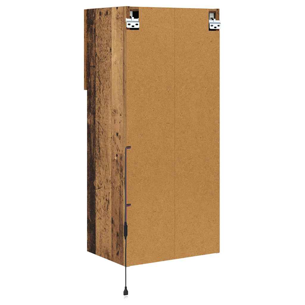 Mobile TV da Parete con LED Legno vecchio 40,5 x 30 x 90 cm