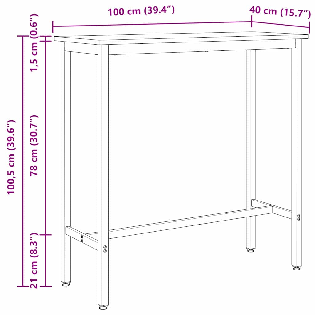 tavolo Grigio Sonoma 100 x 40 x 100,5 cm