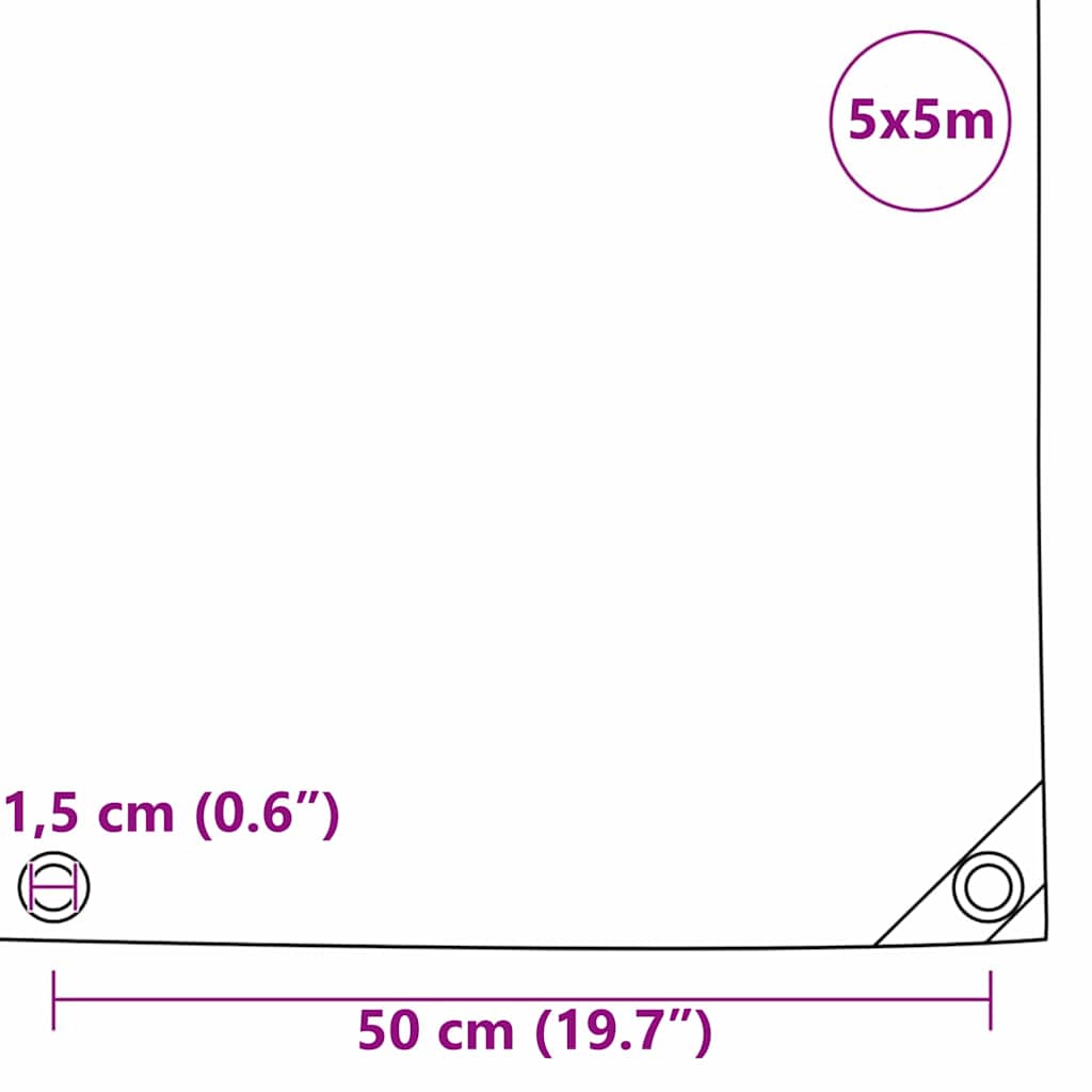 Telo 650g / m² Verde oliva 5 x 5 m Tela con rivestimento in PVC | homemem39