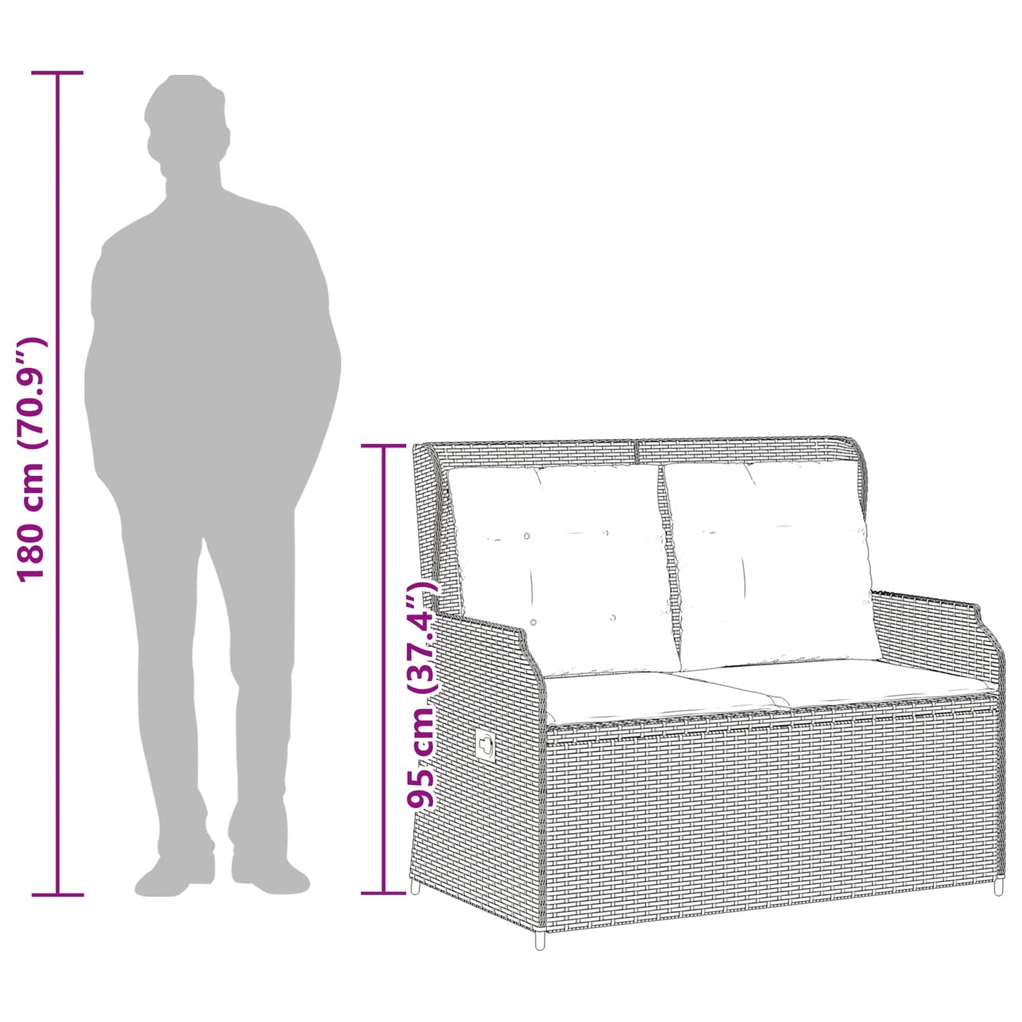 Panchina da giardino Marrone polyrattan