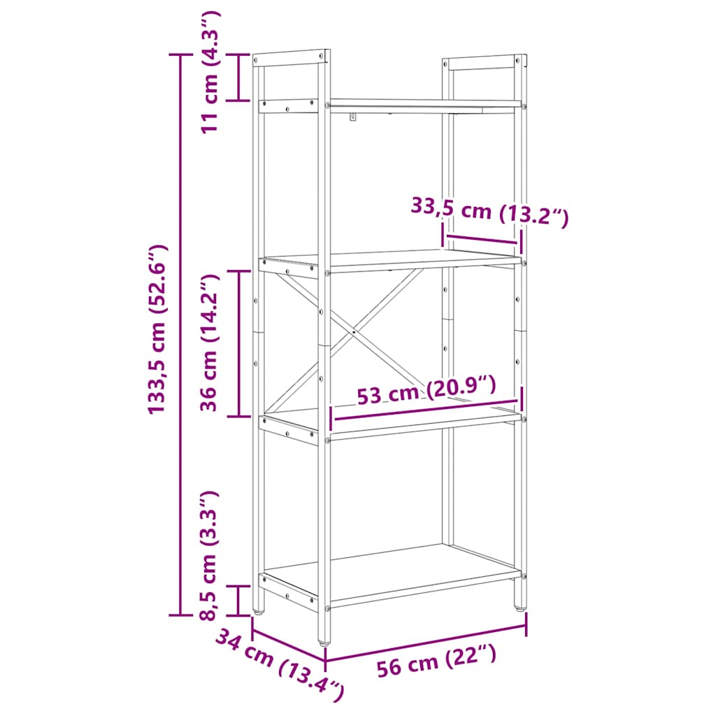 Libreria Legno vecchio 56 x 34 x 133,5 cm Legno multistrato