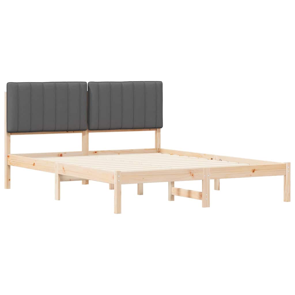Letto con Testiera Rivestita Grigio scuro 160 x 200 cm - homemem39