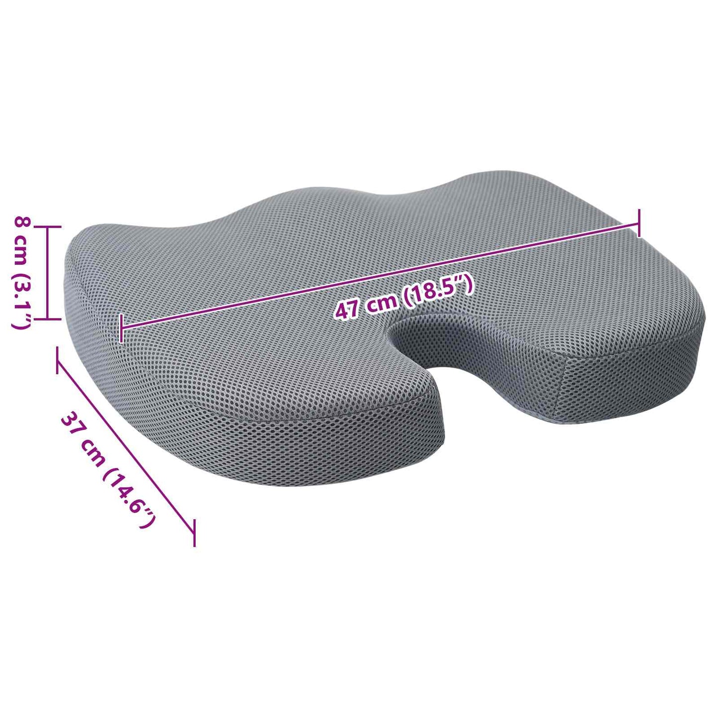 Cuscino per la seduta Grigio 47 x 37 x 8 cm Schiuma Memory