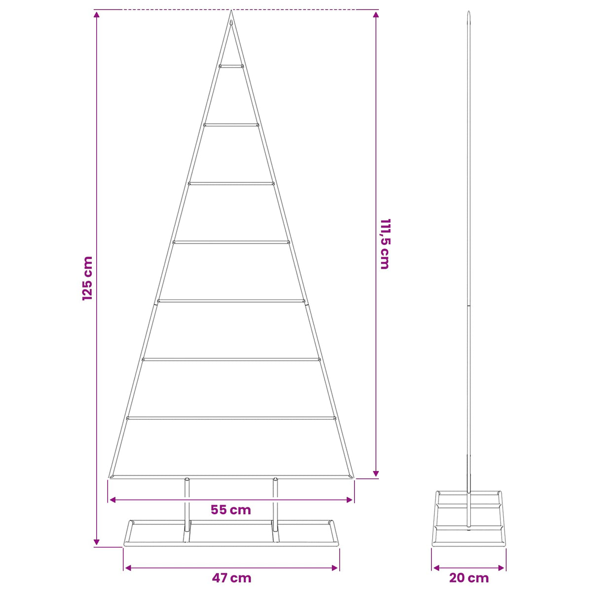 Albero di Natale in metallo Oro 125 cm