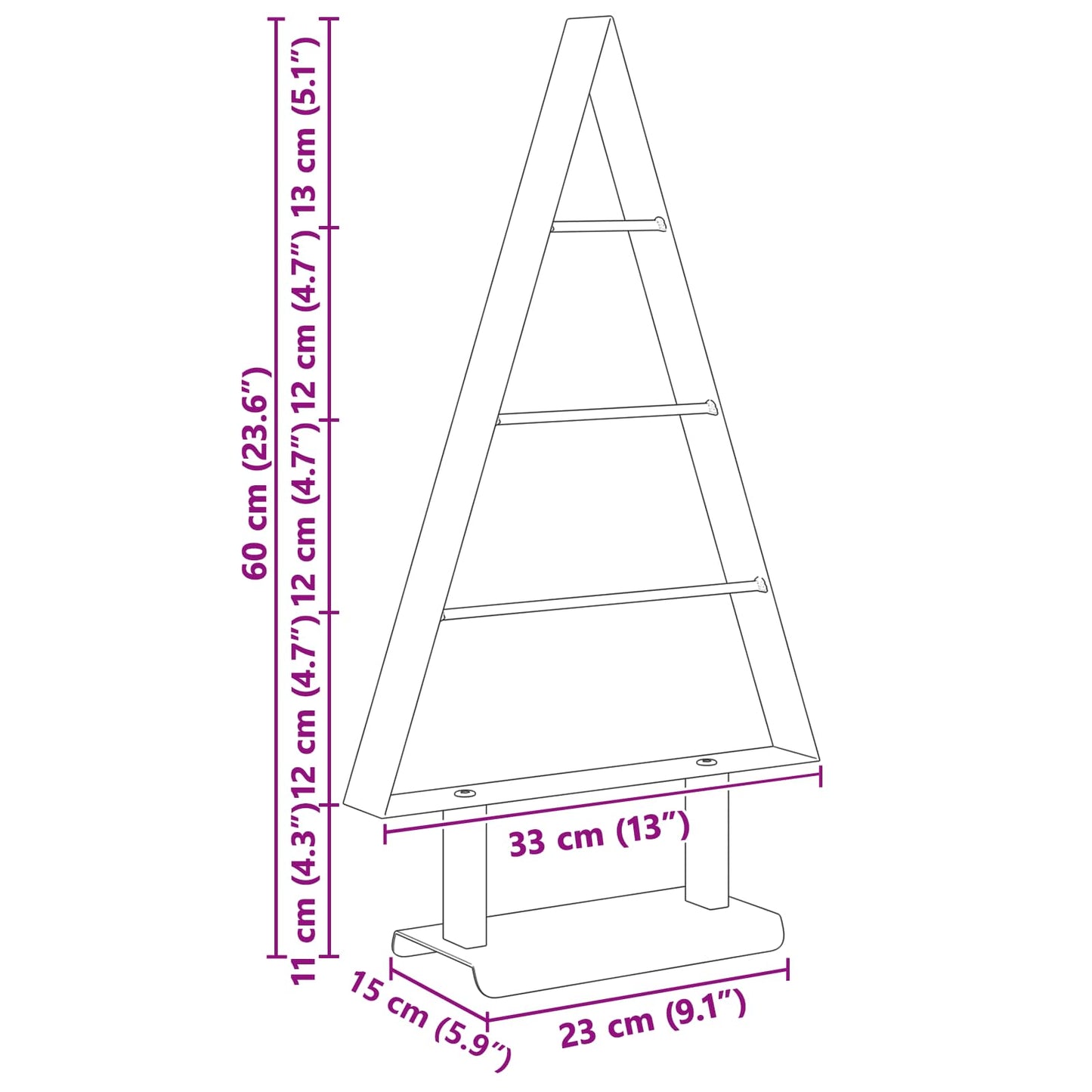 Albero di Natale in metallo con supporto Nero 60 cm Acciaio | homemem39