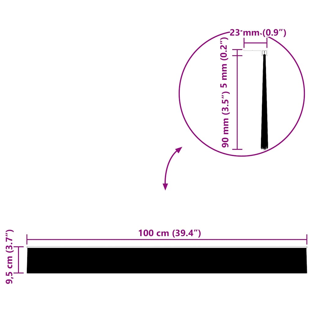 Spazzole per porte autoadesive 2 pcs Nero 100 cm