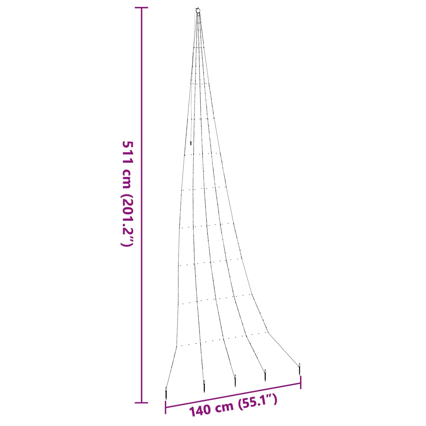 Albero di Natale LED con picchetti per il terreno Blu 511 cm | homemem39