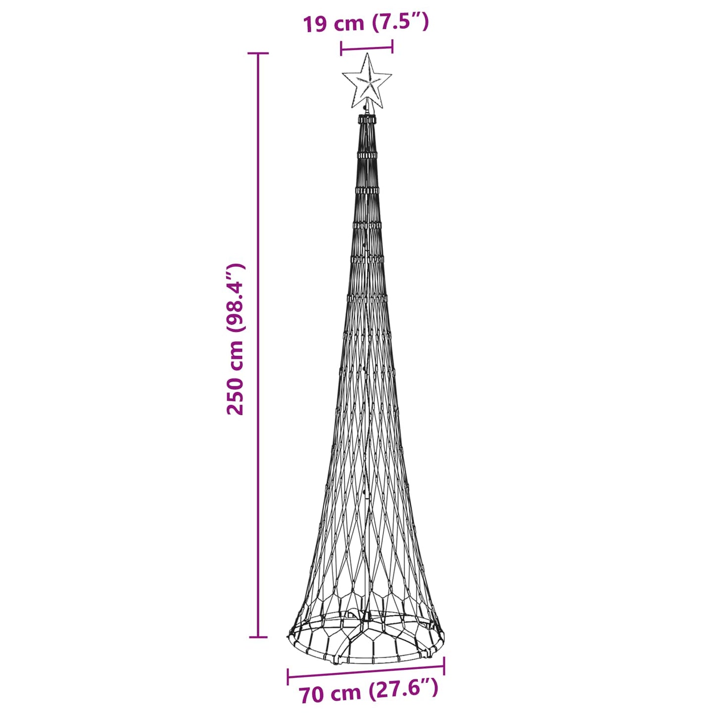 Albero di Natale LED Bianco freddo 70 x 70 x 250 cm Metallo