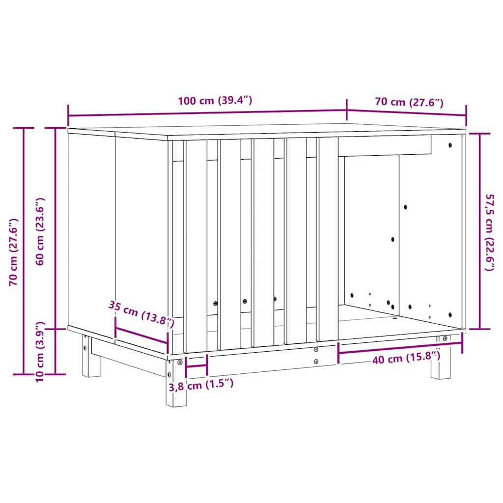 Cuccia per cani Marrone cerato 100 x 70 x 70 cm Pino massello | homemem39