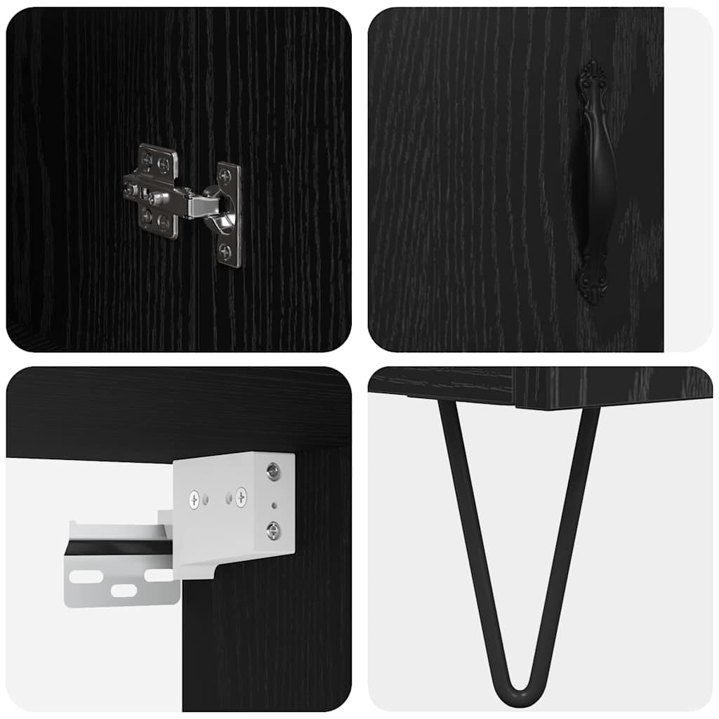 Credenza Rovere Nero 34,5 x 34 x 90 cm Legno multistrato
