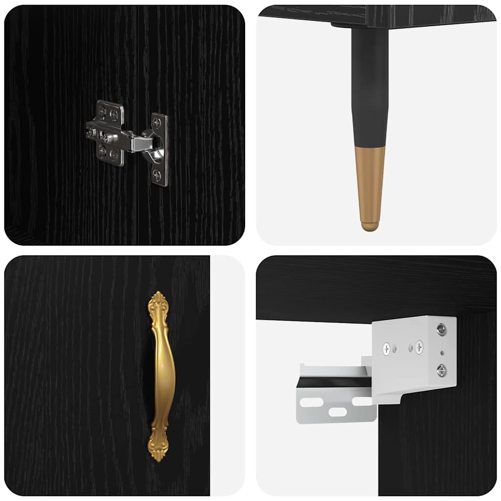 Credenza Rovere Nero 69,5 x 34 x 90 cm Legno multistrato