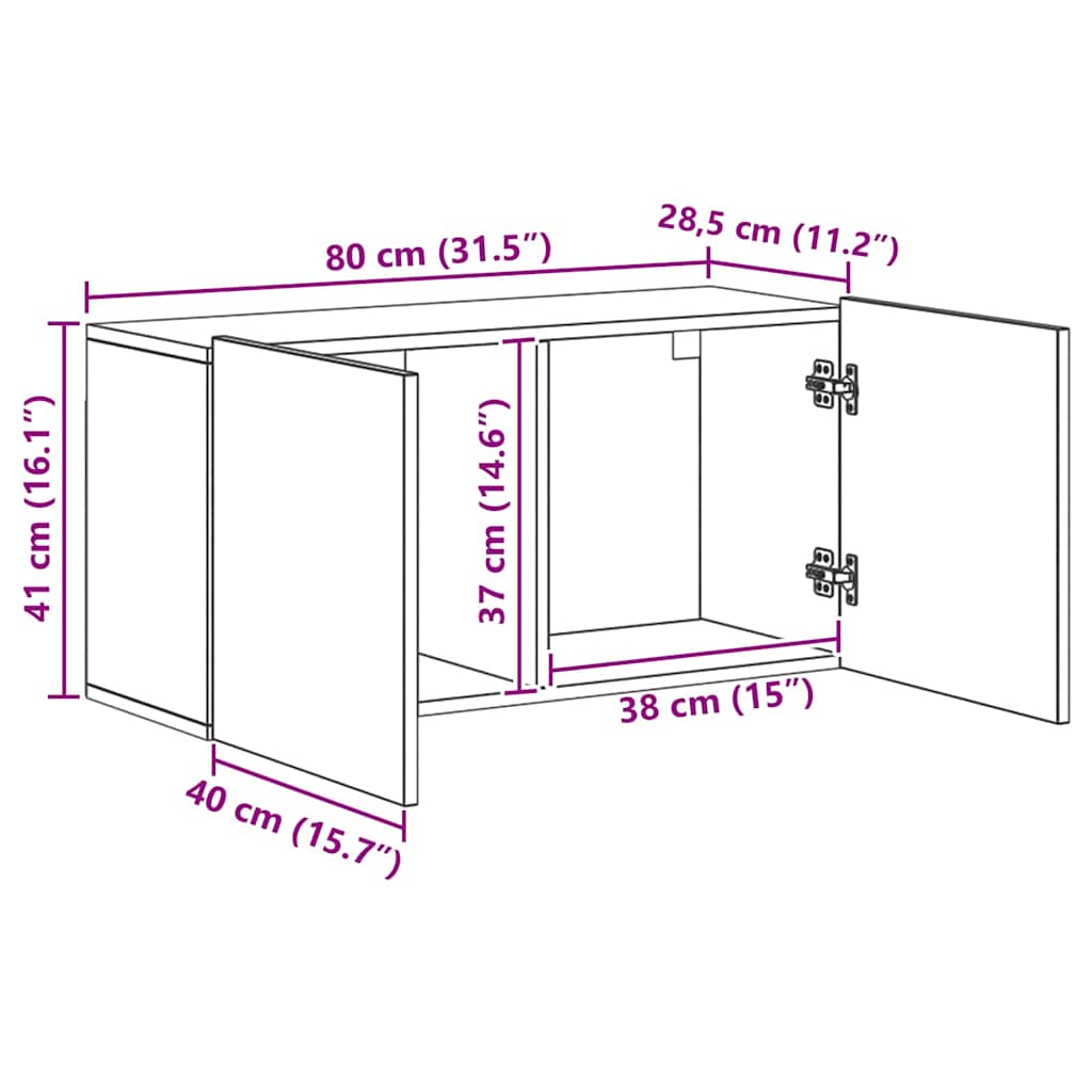 Mobile TV 4 pcs Rovere Nero Legno multistrato