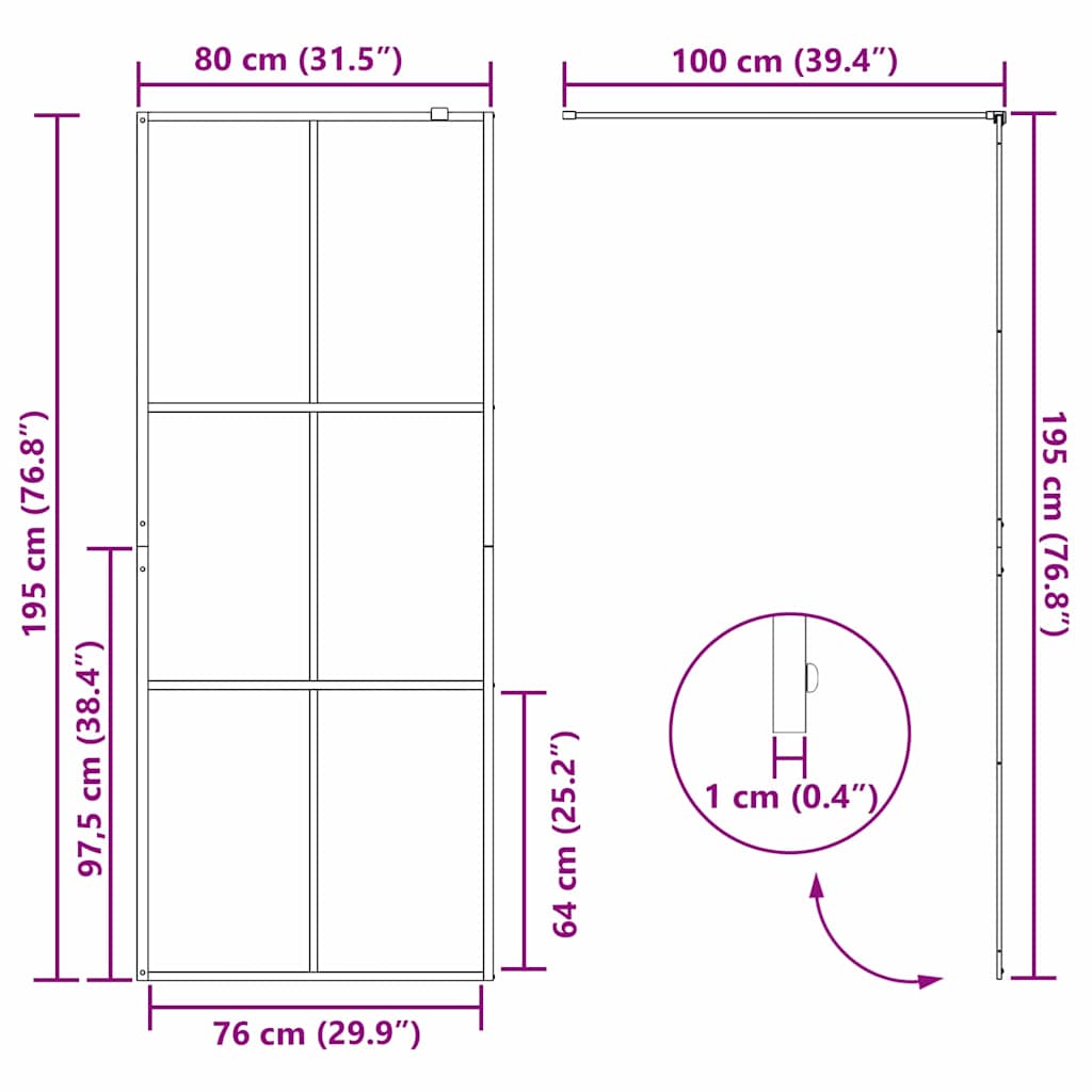 Parete Doccia Walk-in Oro 80 x 195 cm vetro temperato | homemem39