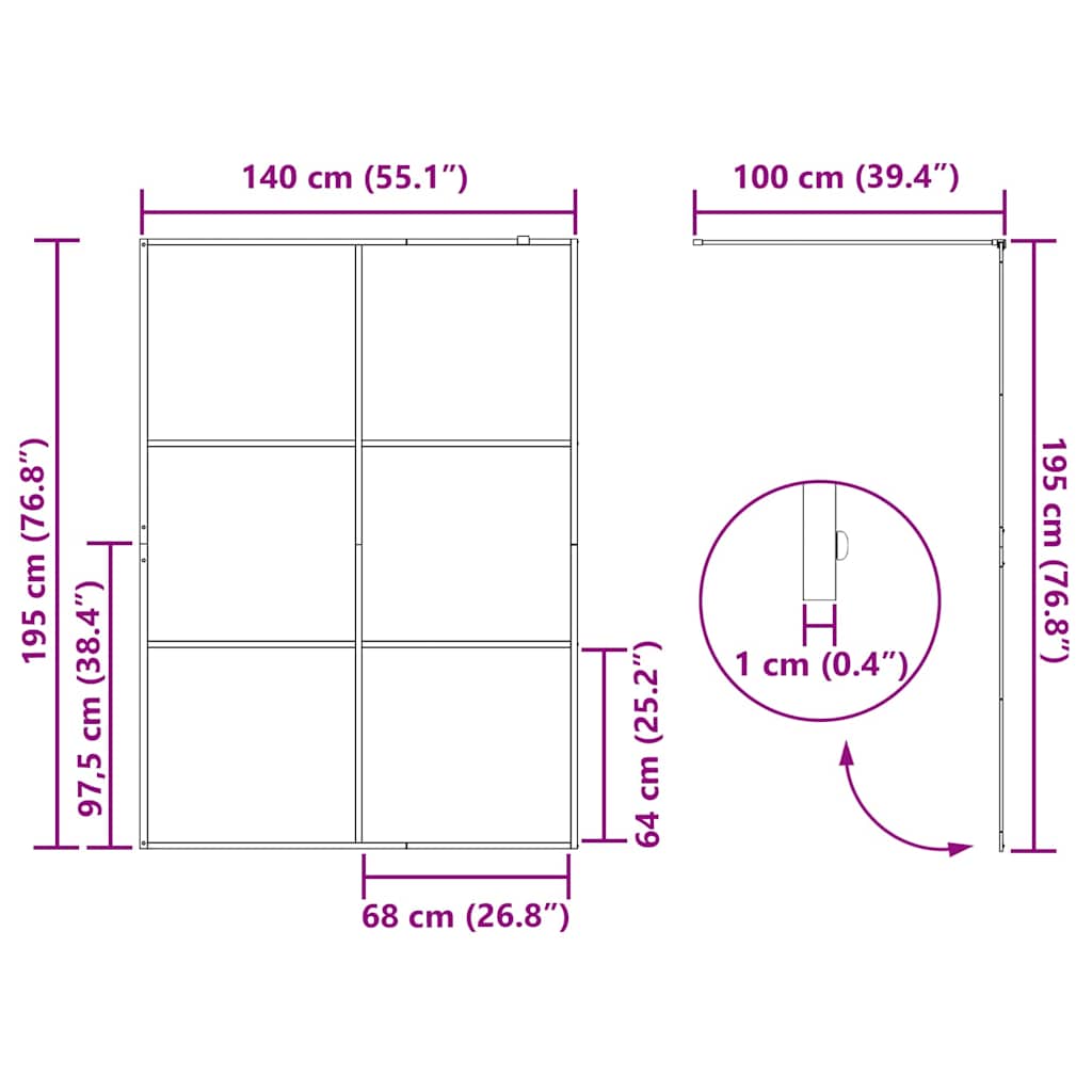 Parete Doccia Walk-in Oro 140 x 195 cm vetro temperato | homemem39