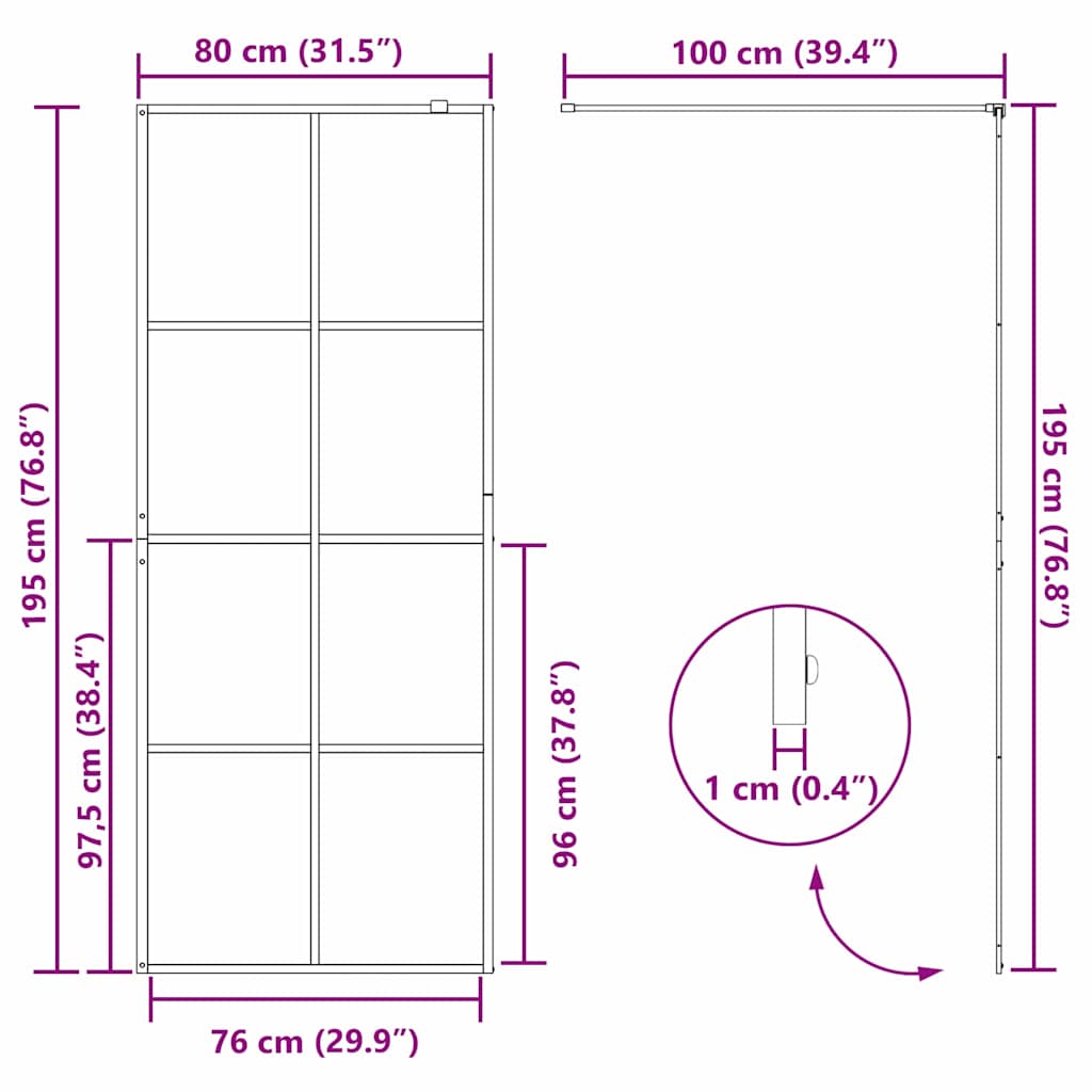 Parete Doccia Walk-in Oro 80 x 195 cm vetro temperato | homemem39