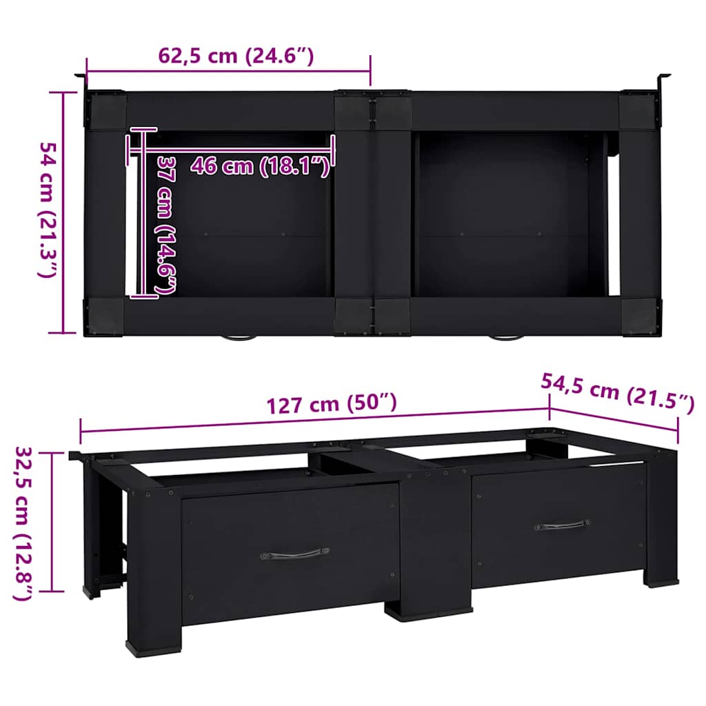 Pedestallo per Lavatrice 2 pcs Nero 127 x 54,5 x 32,5 cm